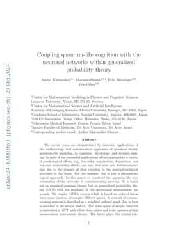Coupling quantum-like cognition with the neuronal networks within generalized probability theory