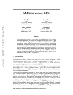 Label Noise: Ignorance Is Bliss
