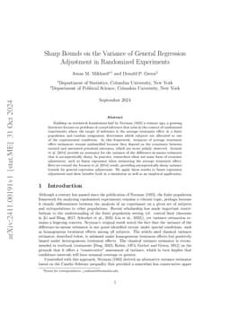 Sharp Bounds on the Variance of General Regression Adjustment in
  Randomized Experiments
