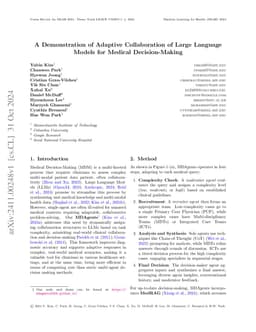 A Demonstration of Adaptive Collaboration of Large Language Models for
  Medical Decision-Making