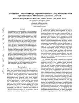 A Novel Breast Ultrasound Image Augmentation Method Using Advanced
  Neural Style Transfer: An Efficient and Explainable Approach