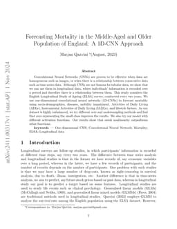 Forecasting Mortality in the Middle-Aged and Older Population of
  England: A 1D-CNN Approach
