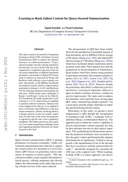 Learning to Rank Salient Content for Query-focused Summarization
