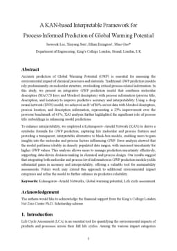 A KAN-based Interpretable Framework for Process-Informed Prediction of
  Global Warming Potential