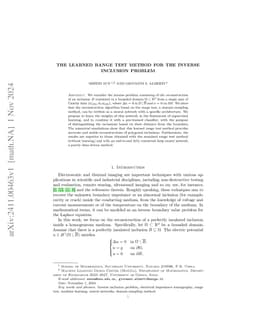 The learned range test method for the inverse inclusion problem