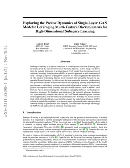 Exploring the Precise Dynamics of Single-Layer GAN Models: Leveraging
  Multi-Feature Discriminators for High-Dimensional Subspace Learning