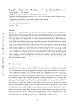 A graph-based approach to extracting narrative signals from public
  discourse