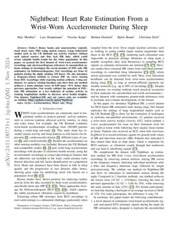 Nightbeat: Heart Rate Estimation From a Wrist-Worn Accelerometer During
  Sleep