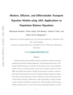 Modern, Efficient, and Differentiable Transport Equation Models using
  JAX: Applications to Population Balance Equations