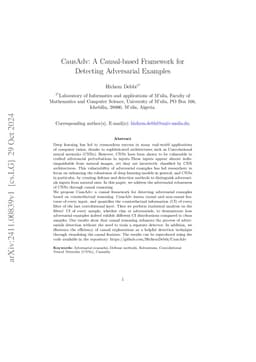 CausAdv: A Causal-based Framework for Detecting Adversarial Examples