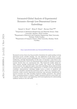 Automated Global Analysis of Experimental Dynamics through
  Low-Dimensional Linear Embeddings