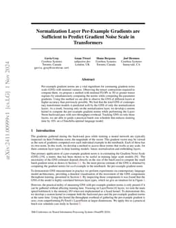 Normalization Layer Per-Example Gradients are Sufficient to Predict
  Gradient Noise Scale in Transformers