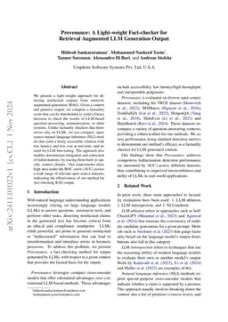 Provenance: A Light-weight Fact-checker for Retrieval Augmented LLM
  Generation Output