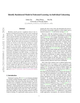 Identify Backdoored Model in Federated Learning via Individual
  Unlearning