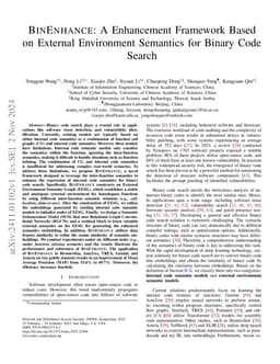 BinEnhance: An Enhancement Framework Based on External Environment
  Semantics for Binary Code Search