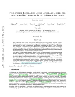 Fish-Speech: Leveraging Large Language Models for Advanced Multilingual
  Text-to-Speech Synthesis