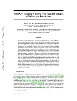 Role Play: Learning Adaptive Role-Specific Strategies in Multi-Agent
  Interactions