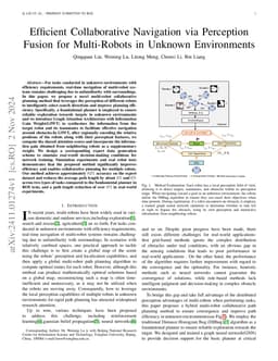 Efficient Collaborative Navigation through Perception Fusion for
  Multi-Robots in Unknown Environments