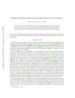 Regret of exploratory policy improvement and $q$-learning
