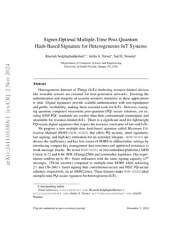 Signer-Optimal Multiple-Time Post-Quantum Hash-Based Signature for
  Heterogeneous IoT Systems