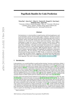 PageRank Bandits for Link Prediction