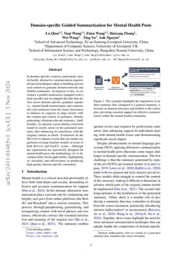 Domain-specific Guided Summarization for Mental Health Posts