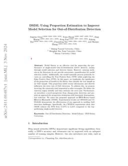 DSDE: Using Proportion Estimation to Improve Model Selection for
  Out-of-Distribution Detection