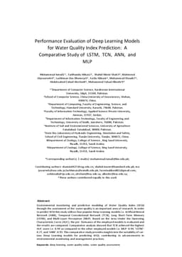Performance Evaluation of Deep Learning Models for Water Quality Index
  Prediction: A Comparative Study of LSTM, TCN, ANN, and MLP