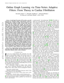 Online Graph Learning via Time-Vertex Adaptive Filters: From Theory to
  Cardiac Fibrillation