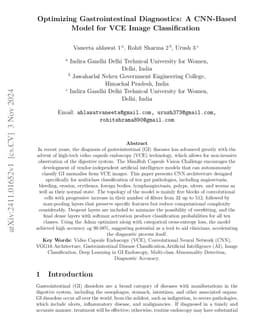 Optimizing Gastrointestinal Diagnostics: A CNN-Based Model for VCE Image
  Classification