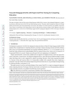 Towards Pedagogical LLMs with Supervised Fine Tuning for Computing
  Education