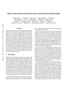 Minder: Faulty Machine Detection for Large-scale Distributed Model Training