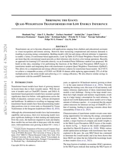 Shrinking the Giant : Quasi-Weightless Transformers for Low Energy
  Inference
