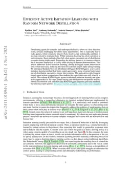 Efficient Active Imitation Learning with Random Network Distillation
