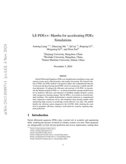 LE-PDE++: Mamba for accelerating PDEs Simulations