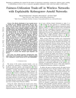 Fairness-Utilization Trade-off in Wireless Networks with Explainable
  Kolmogorov-Arnold Networks
