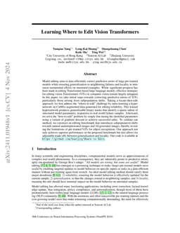 Learning Where to Edit Vision Transformers