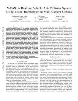 V-CAS: A Realtime Vehicle Anti Collision System Using Vision Transformer
  on Multi-Camera Streams