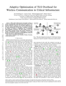 Adaptive Optimization of TLS Overhead for Wireless Communication in
  Critical Infrastructure