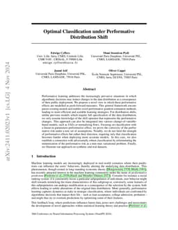 Optimal Classification under Performative Distribution Shift