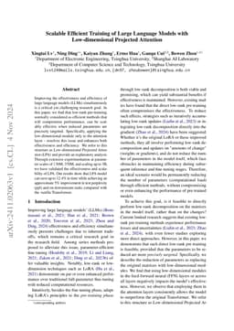 Scalable Efficient Training of Large Language Models with
  Low-dimensional Projected Attention