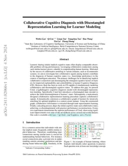 Collaborative Cognitive Diagnosis with Disentangled Representation
  Learning for Learner Modeling
