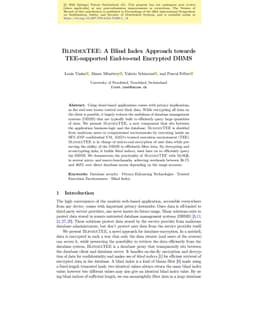 BlindexTEE: A Blind Index Approach towards TEE-supported End-to-end
  Encrypted DBMS