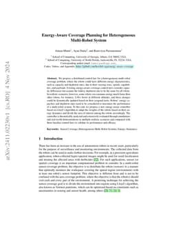 Energy-Aware Coverage Planning for Heterogeneous Multi-Robot System