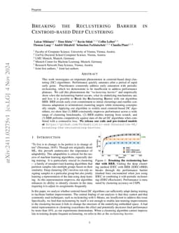 Breaking the Reclustering Barrier in Centroid-based Deep Clustering