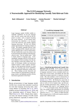 The LLM Language Network: A Neuroscientific Approach for Identifying Causally Task-Relevant Units