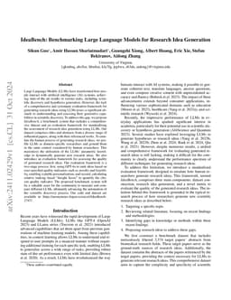 IdeaBench: Benchmarking Large Language Models for Research Idea
  Generation