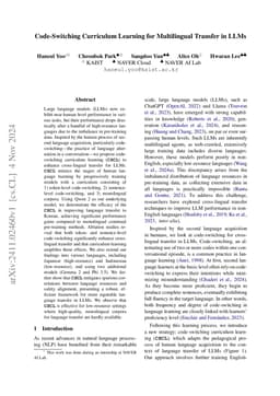 Code-Switching Curriculum Learning for Multilingual Transfer in LLMs