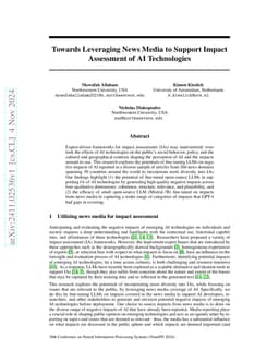 Towards Leveraging News Media to Support Impact Assessment of AI
  Technologies
