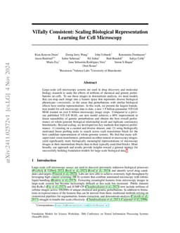 ViTally Consistent: Scaling Biological Representation Learning for Cell
  Microscopy